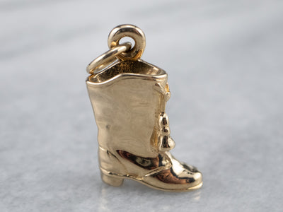 Gold Cowboy Boot Charm Pendant