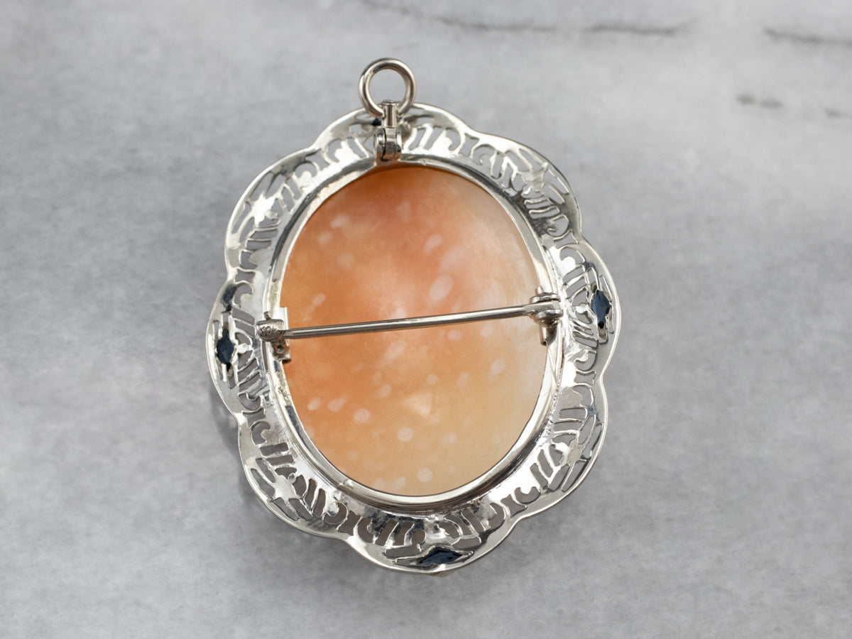 Art Deco Cameo Synthetic Sapphire Pin or Pendant