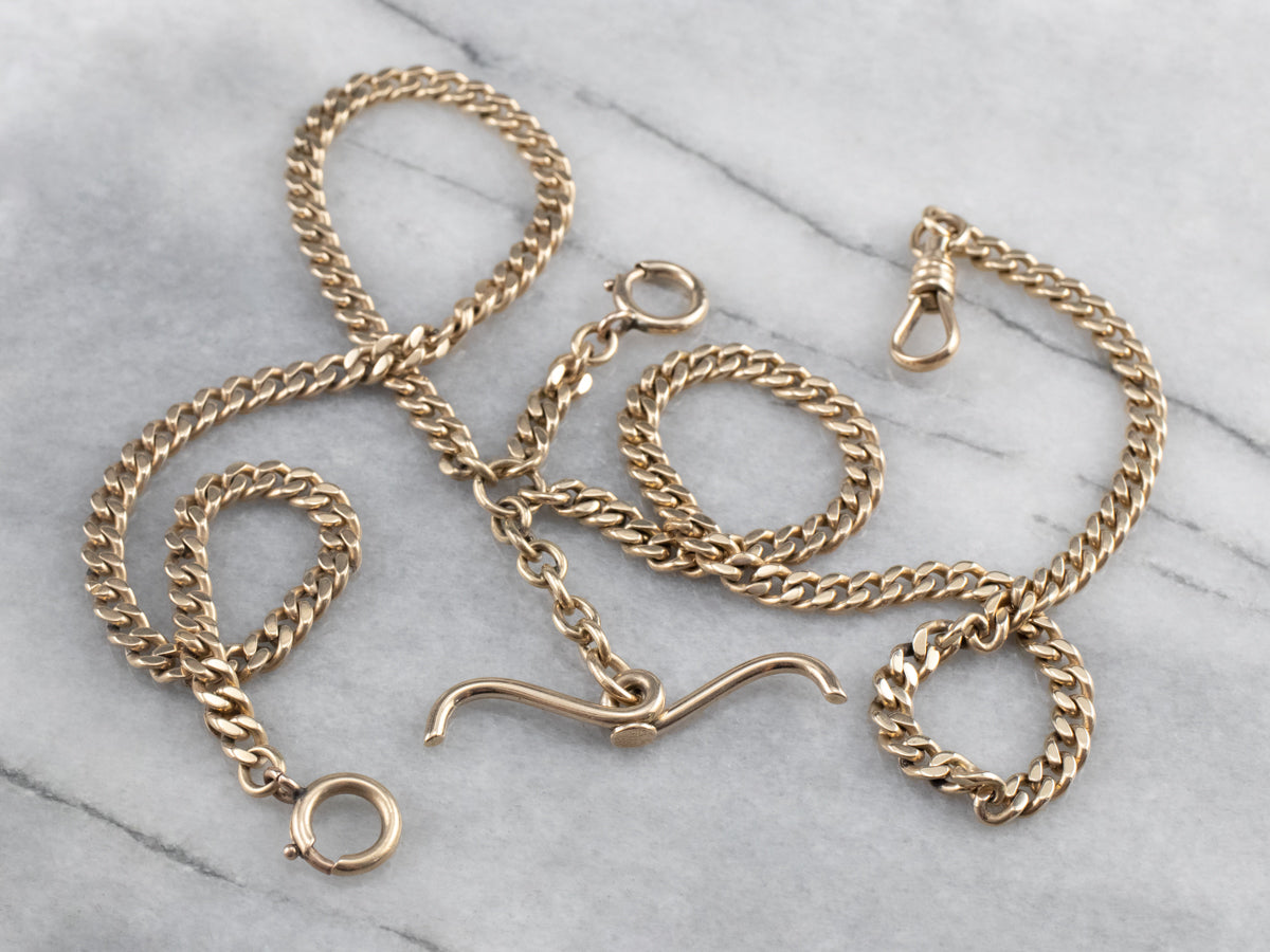Antique 1909 Double Albert Gold Watch Chain
