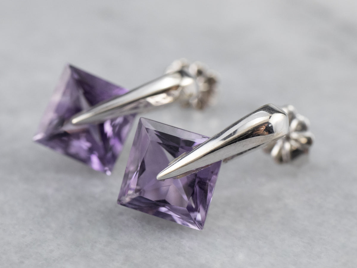 Amethyst White Gold Stud Earrings