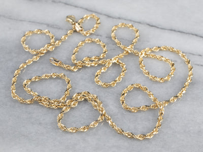 14K Gold Long Rope Chain Necklace