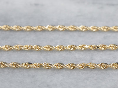 14K Gold Long Rope Chain Necklace