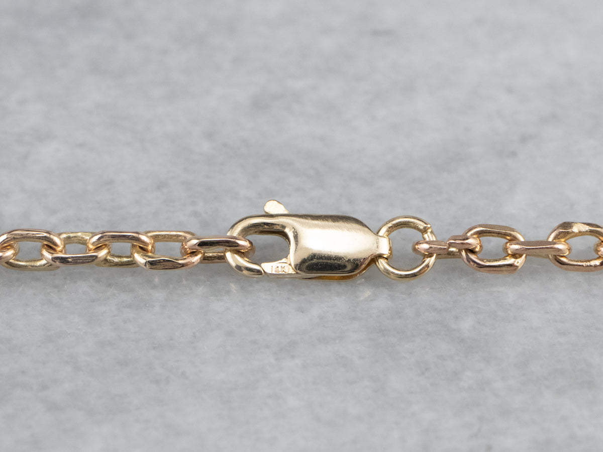 Collar de cadena tipo cable de oro de 14 quilates