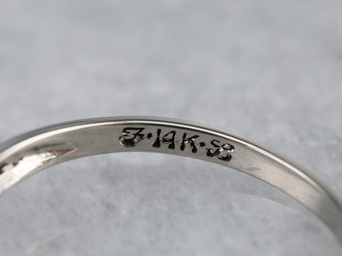 White Pearl Solitaire Ring