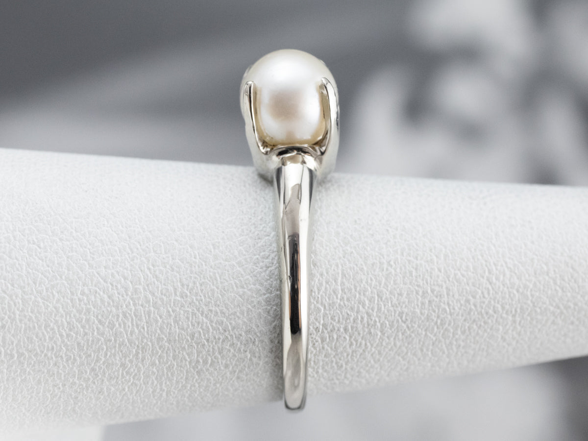 White Pearl Solitaire Ring