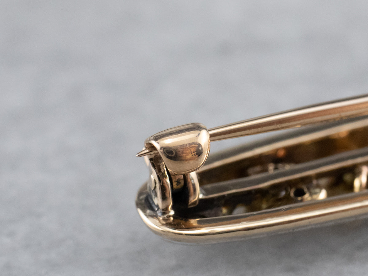 Art Nouveau Era Seed Pearl and Diamond Bar Pin