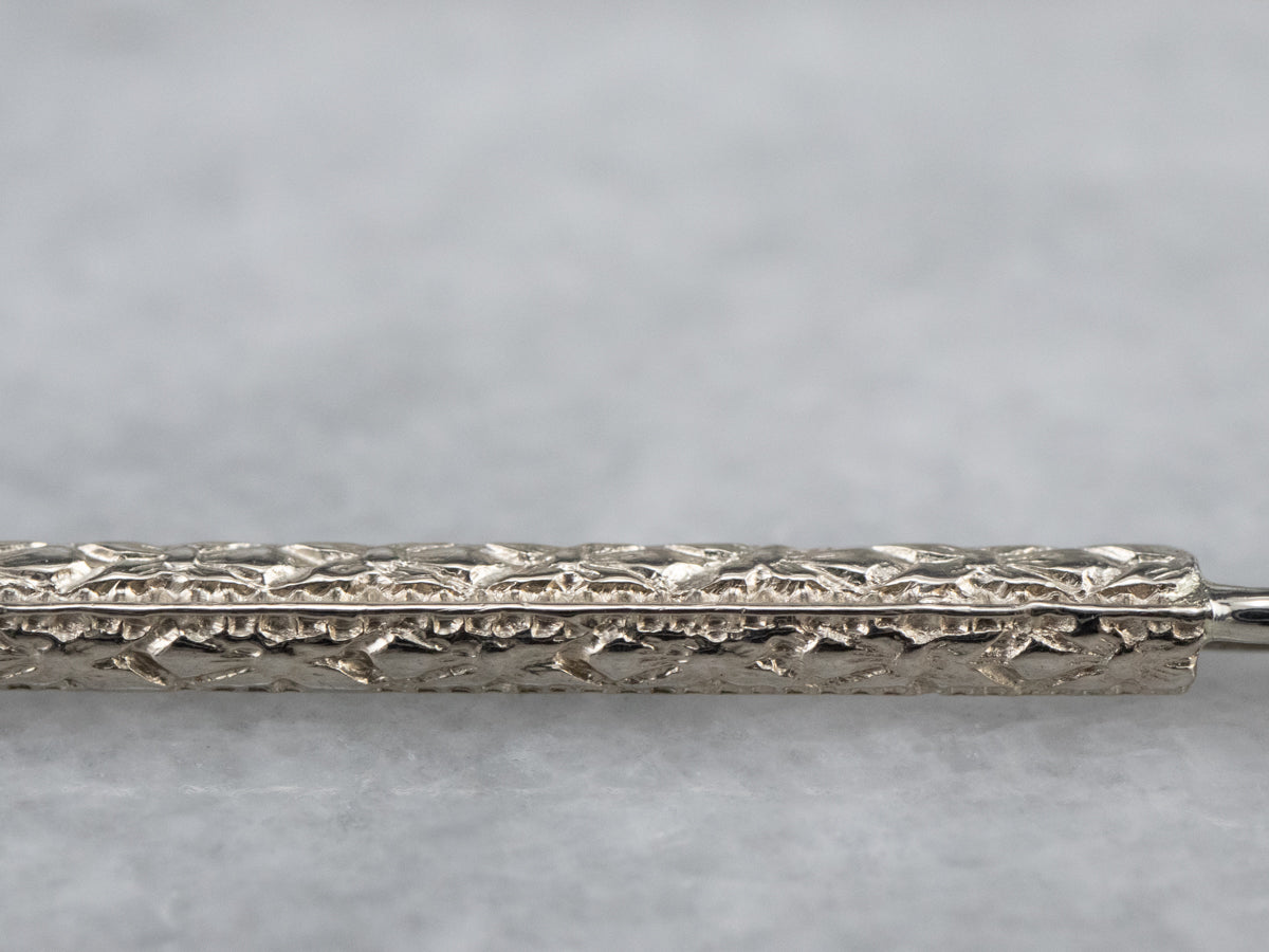 Vintage Textured White Gold Pocket Watch Chain