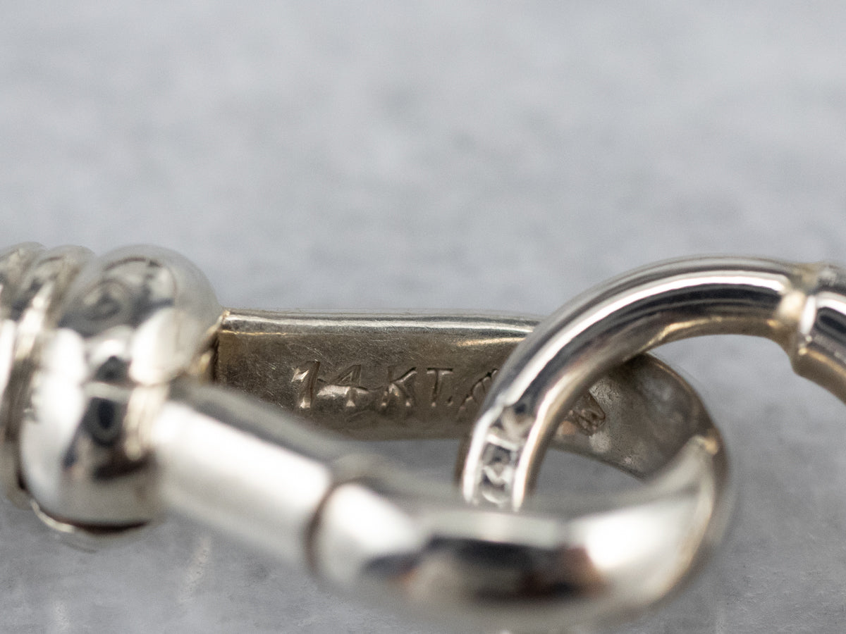 Vintage Textured White Gold Pocket Watch Chain