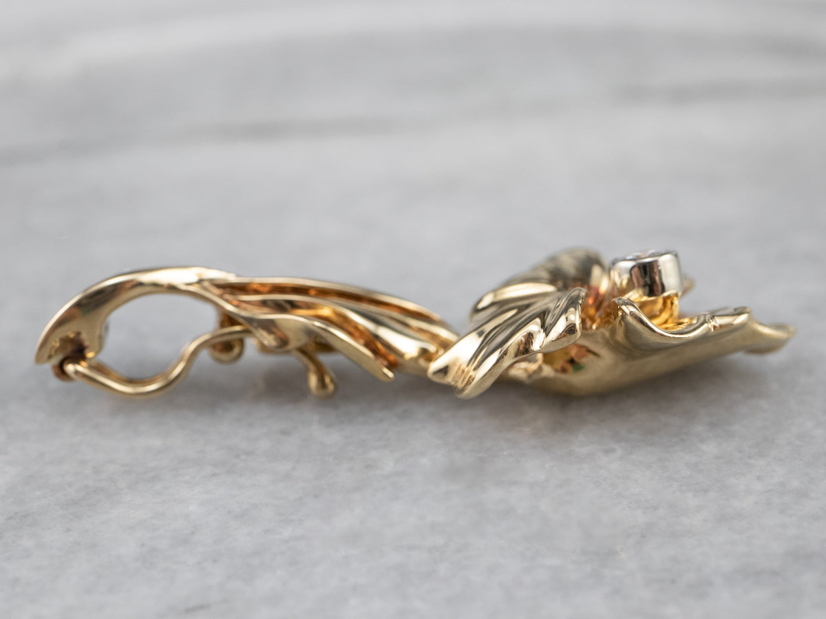 Diamond Gold Flower Pear Enhancer Pendant