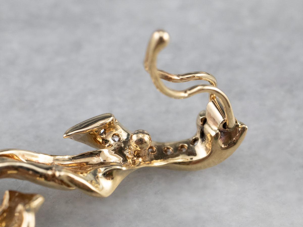 Diamond Gold Flower Pear Enhancer Pendant