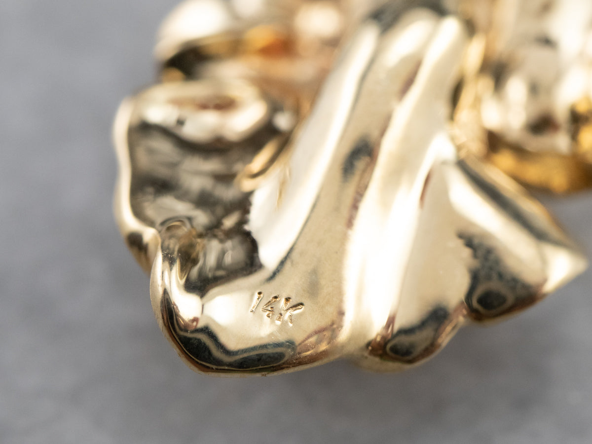 Diamond Gold Flower Pear Enhancer Pendant