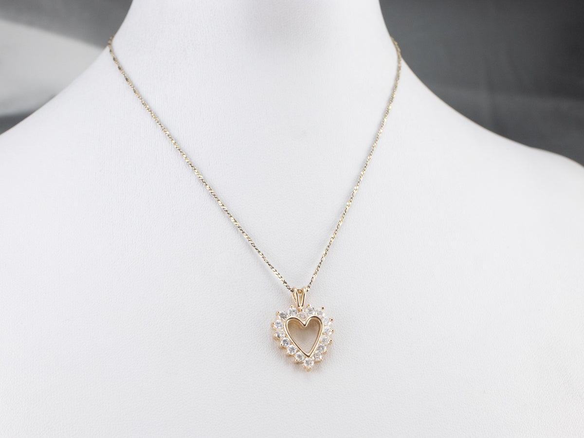 Diamond Heart Halo Pendant