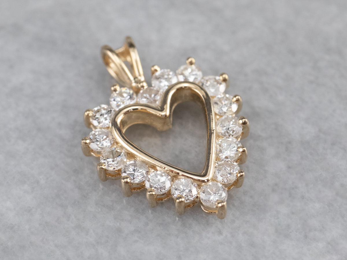 Diamond Heart Halo Pendant