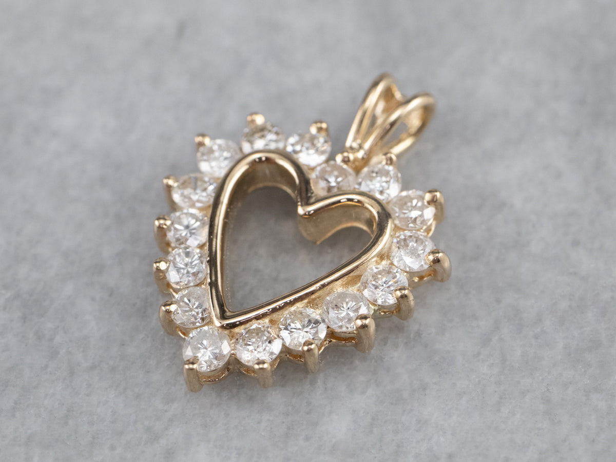 Diamond Heart Halo Pendant