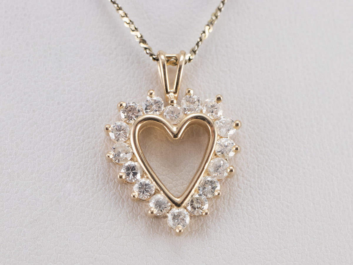 Diamond Heart Halo Pendant