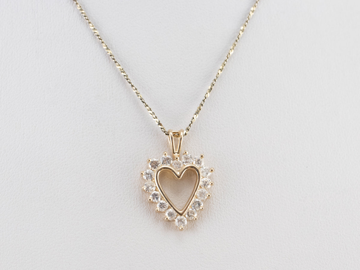 Diamond Heart Halo Pendant