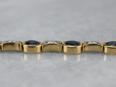 18K Gold Sapphire and Diamond Tennis Bracelet