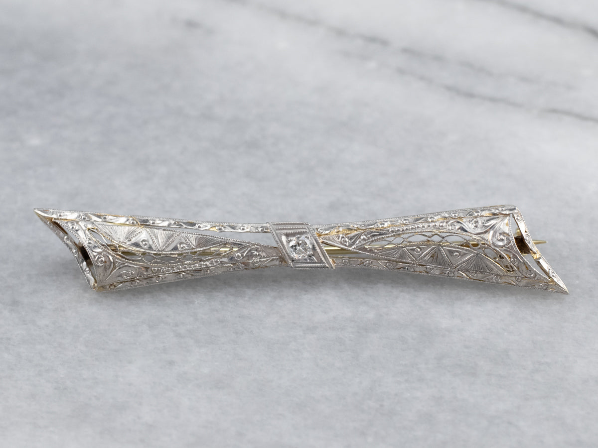 Art Deco Diamond Filigree Brooch