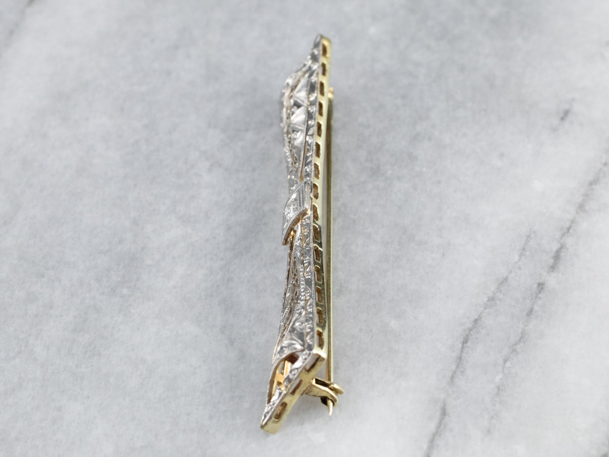 Art Deco Diamond Filigree Brooch