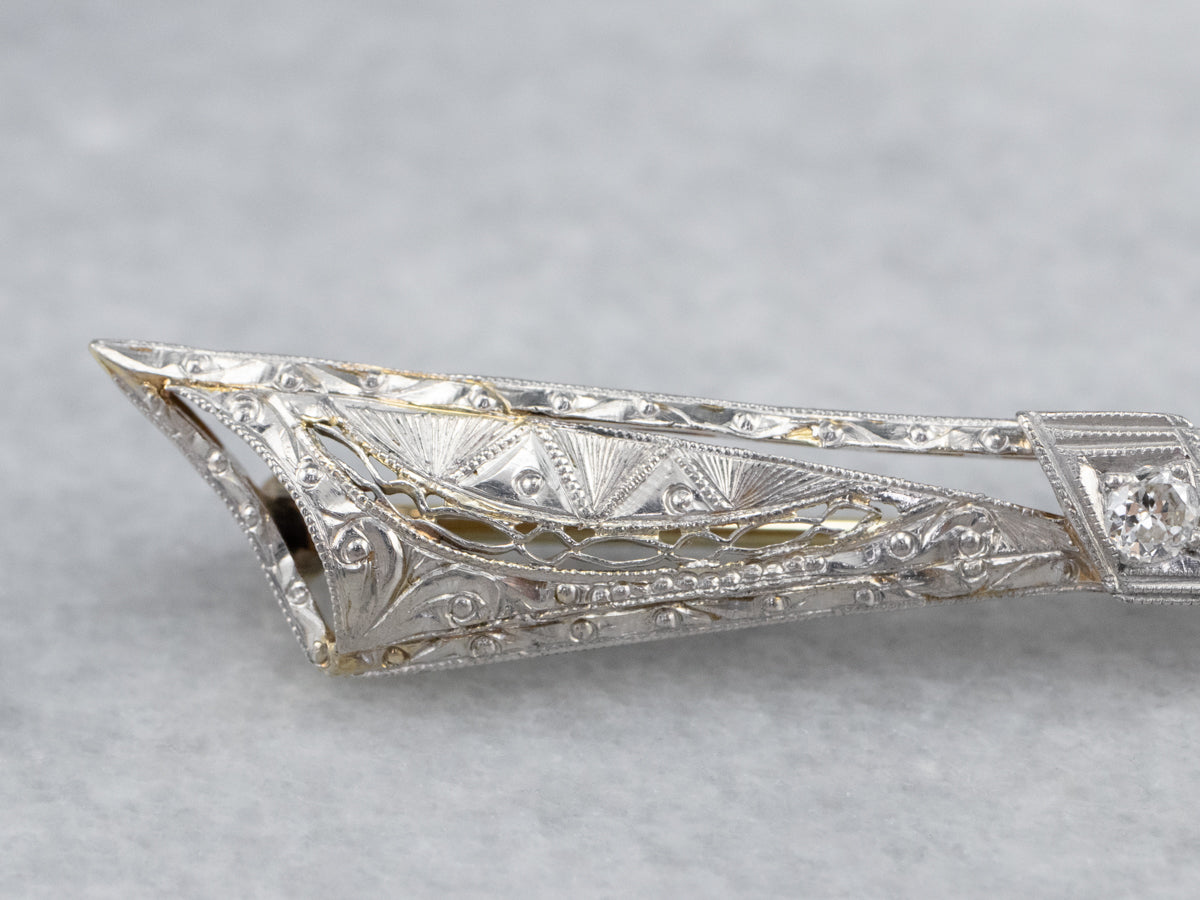 Art Deco Diamond Filigree Brooch