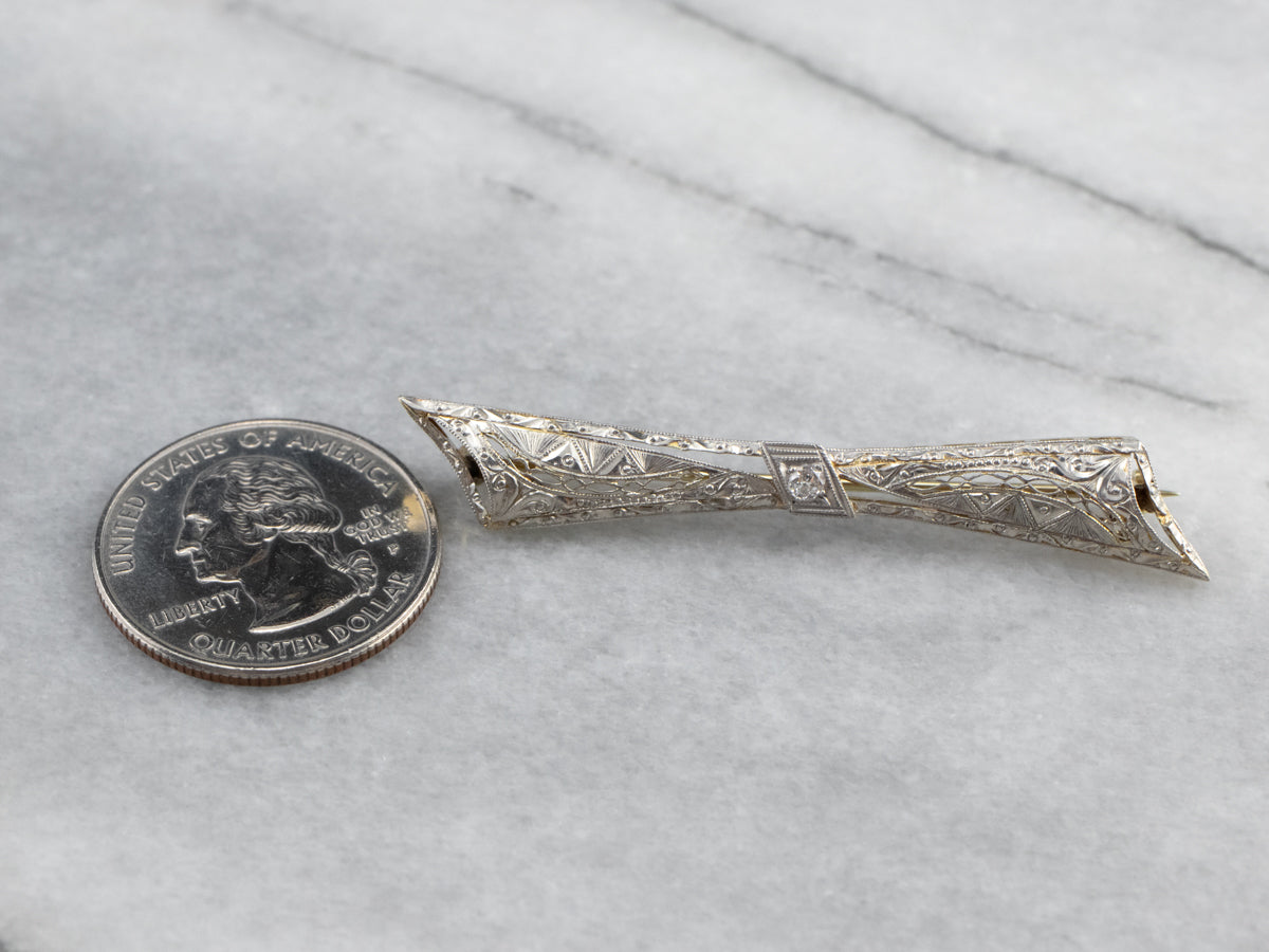 Art Deco Diamond Filigree Brooch