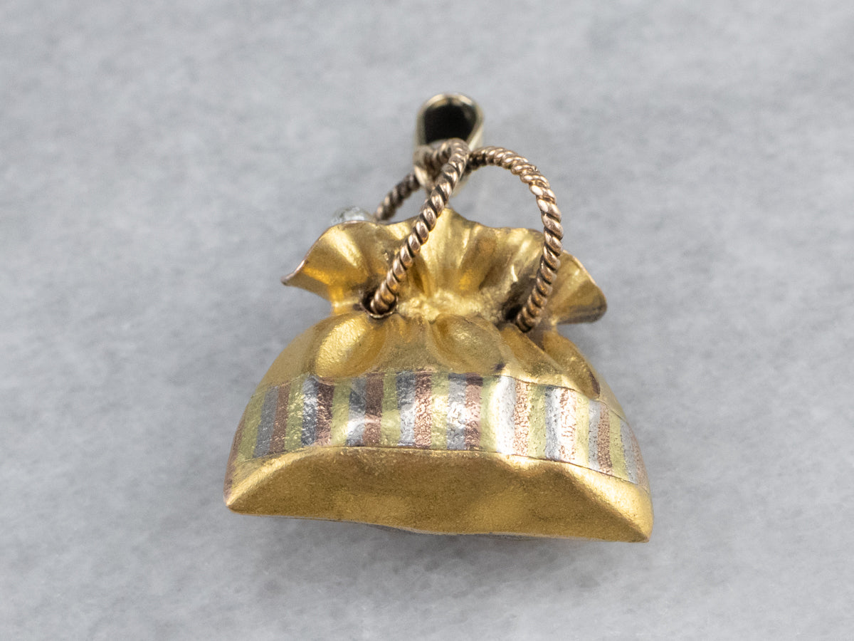 Pocketbook of Pearls Gold Charm Pendant