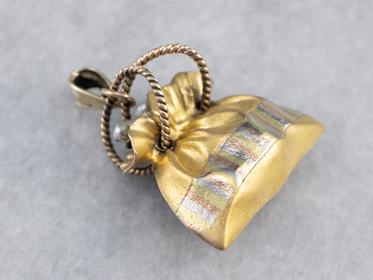 Pocketbook of Pearls Gold Charm Pendant