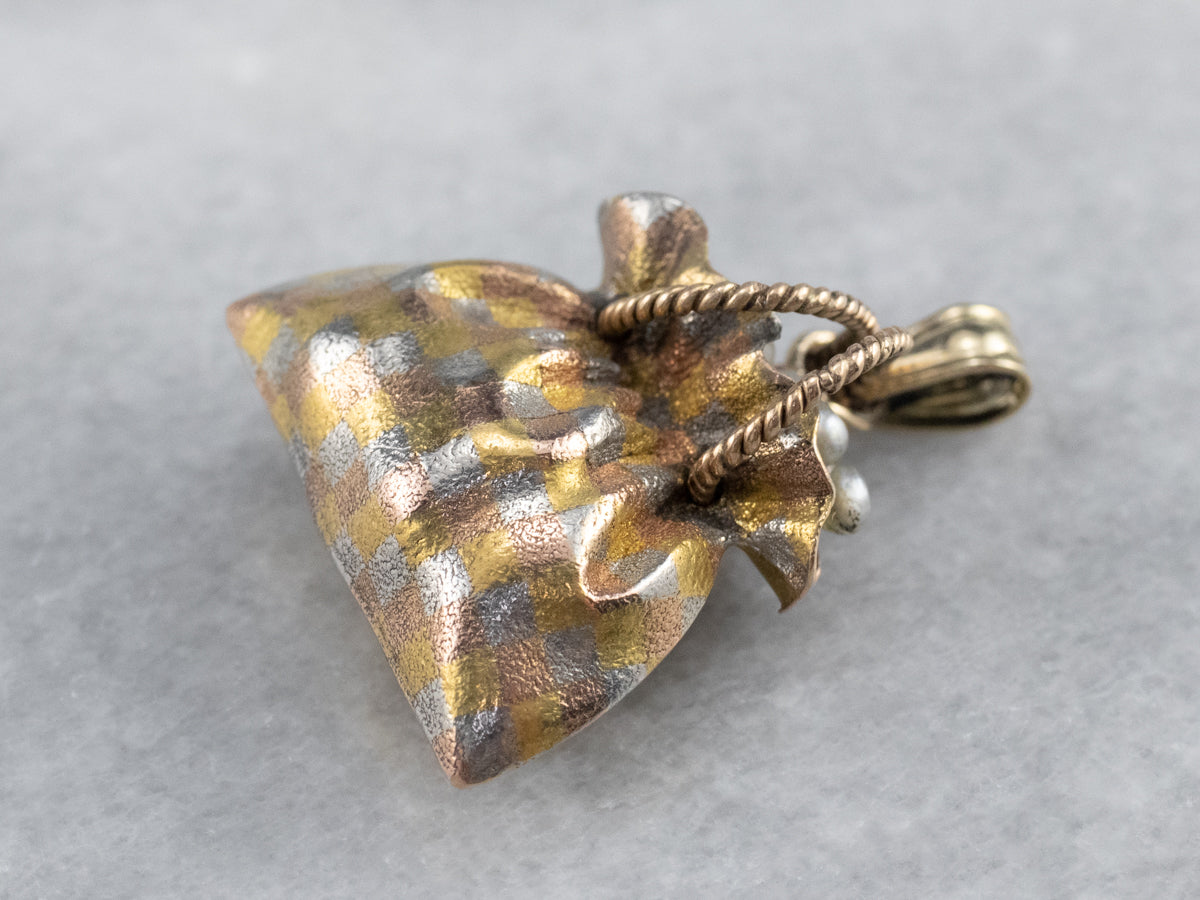 Pocketbook of Pearls Gold Charm Pendant