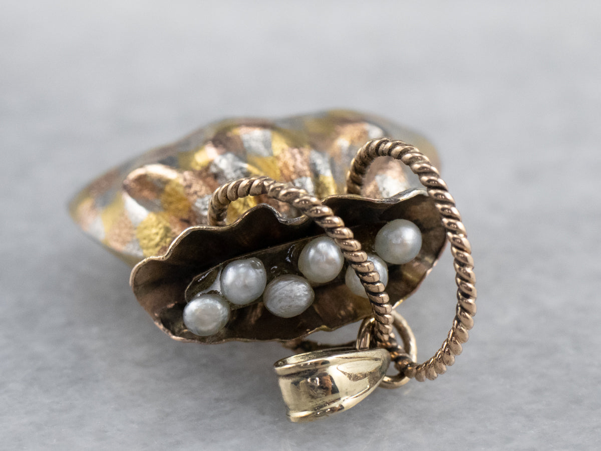 Pocketbook of Pearls Gold Charm Pendant