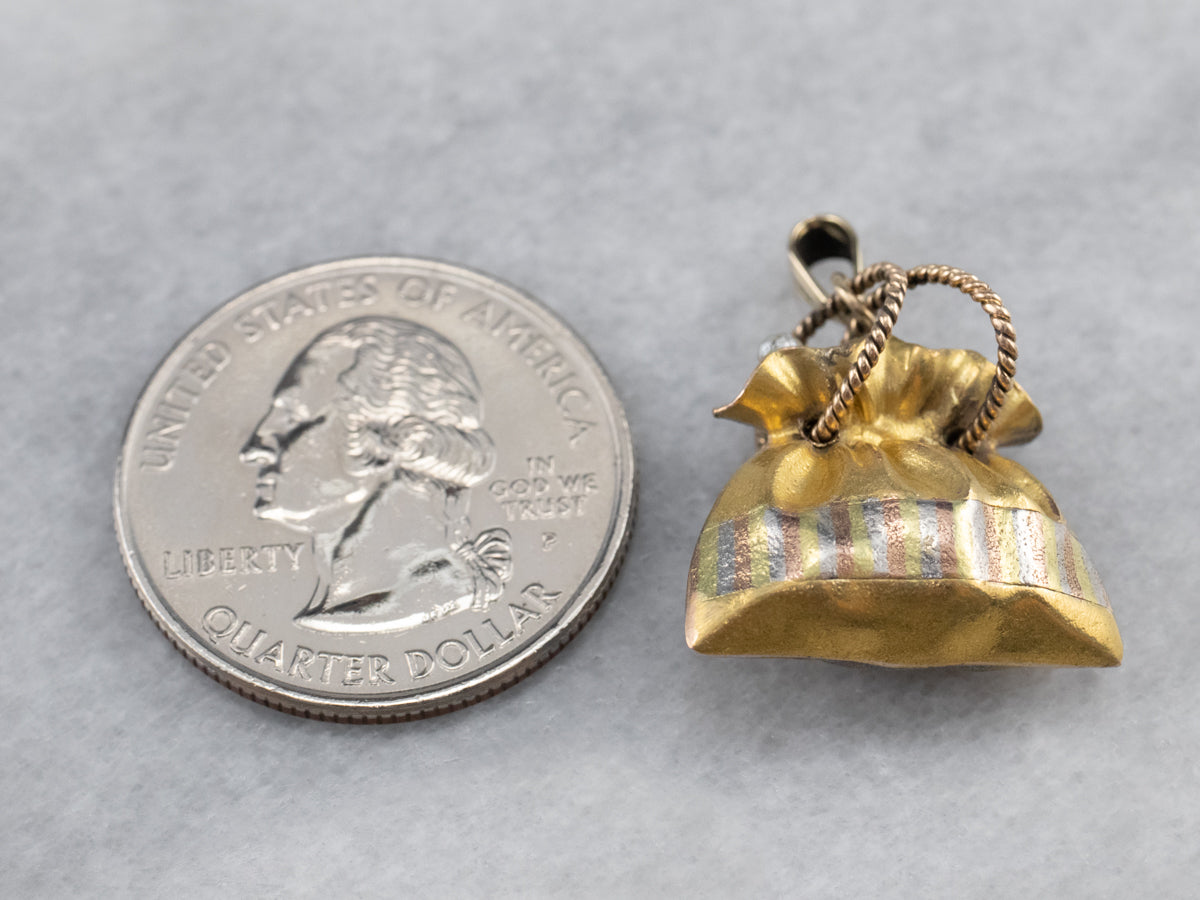 Pocketbook of Pearls Gold Charm Pendant