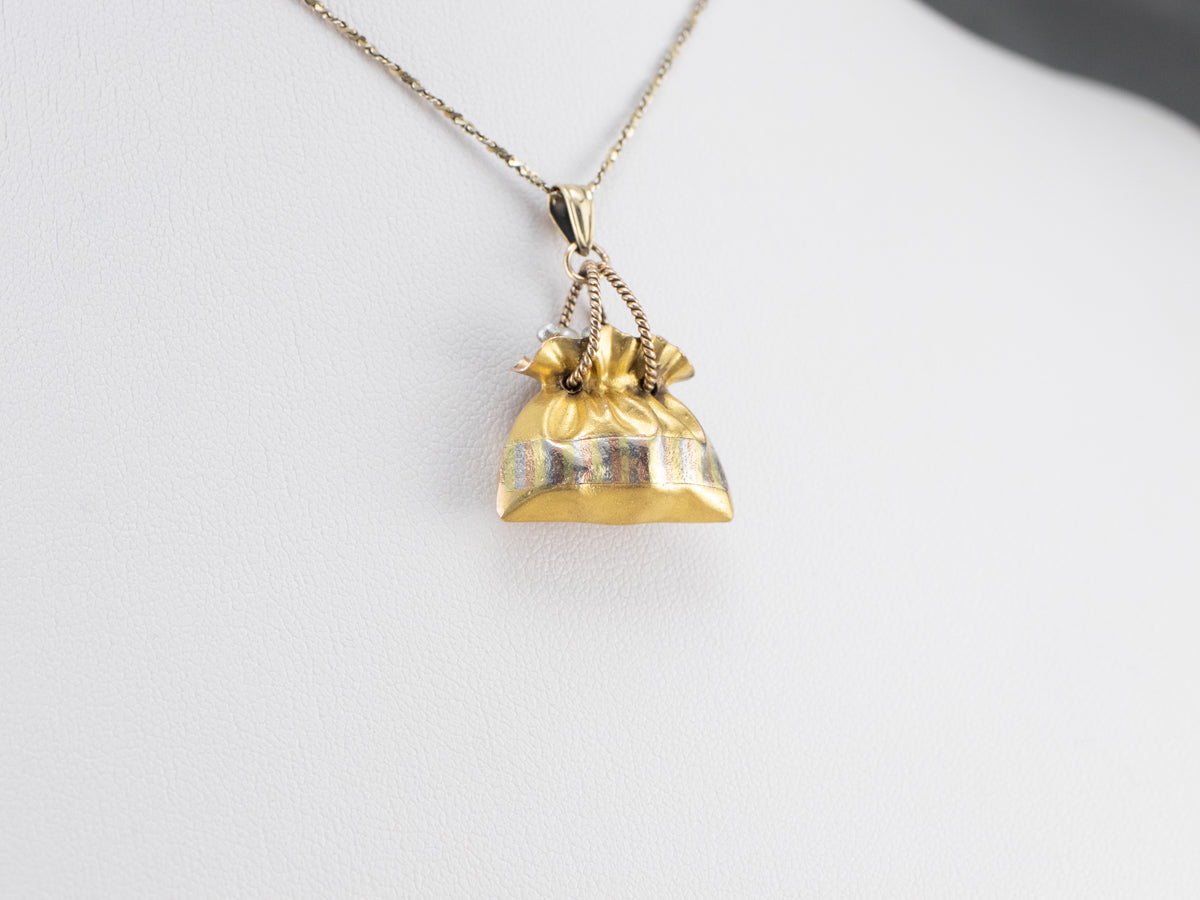 Pocketbook of Pearls Gold Charm Pendant