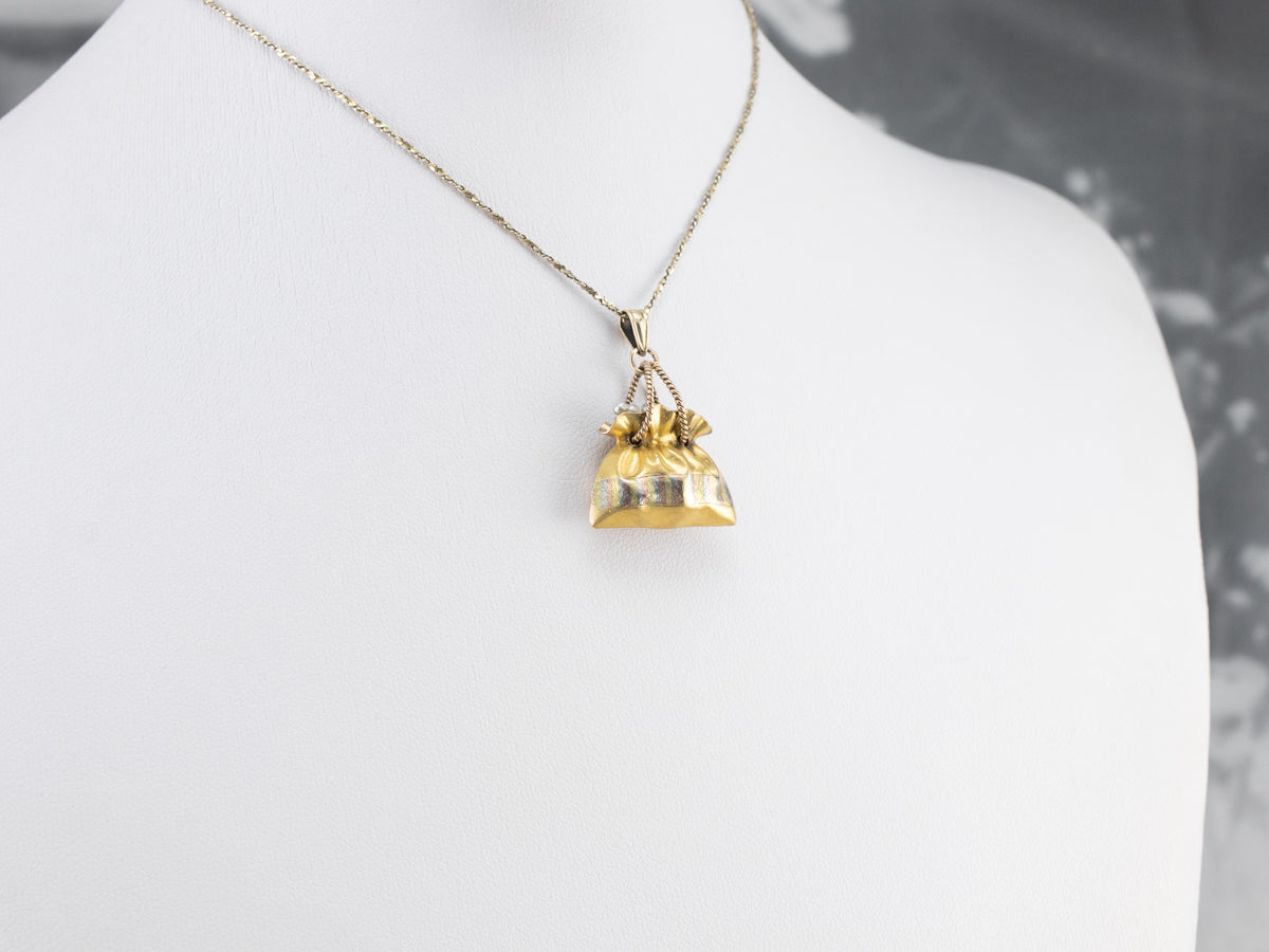 Pocketbook of Pearls Gold Charm Pendant