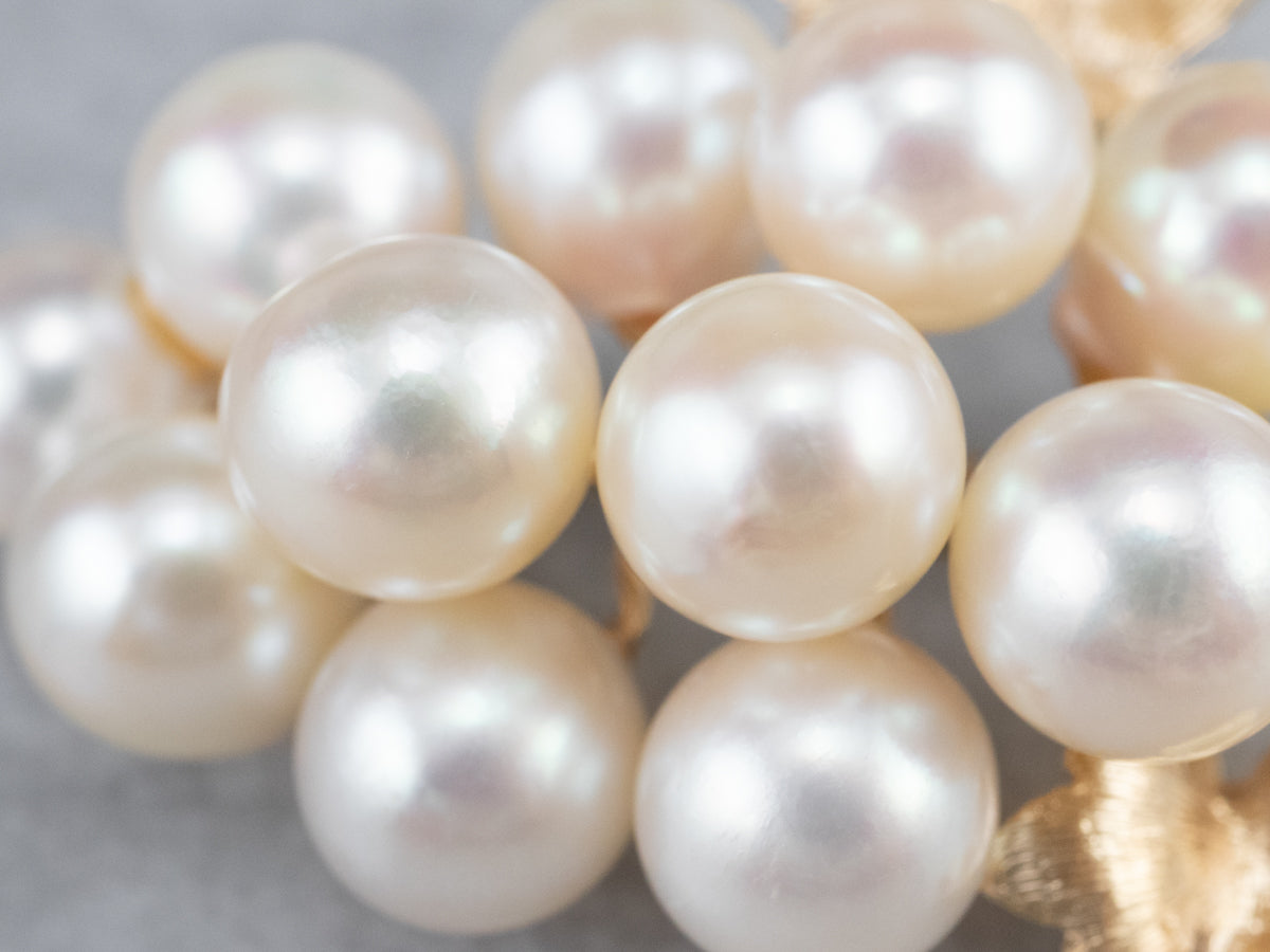 Gold Cultured Pearl Grape Bunch Brooch