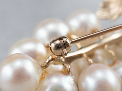 Gold Cultured Pearl Grape Bunch Brooch