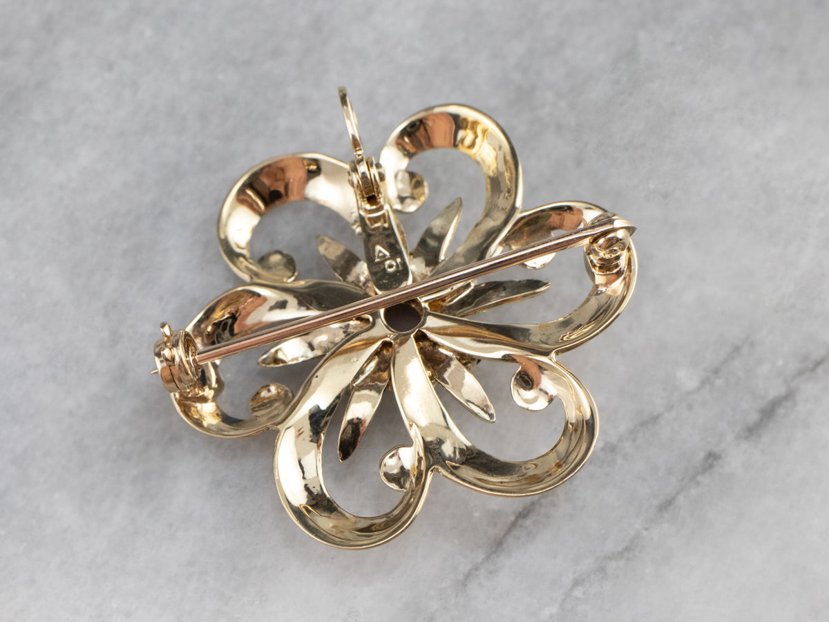 Star Sapphire and Garnet Flower Pin or Pendant