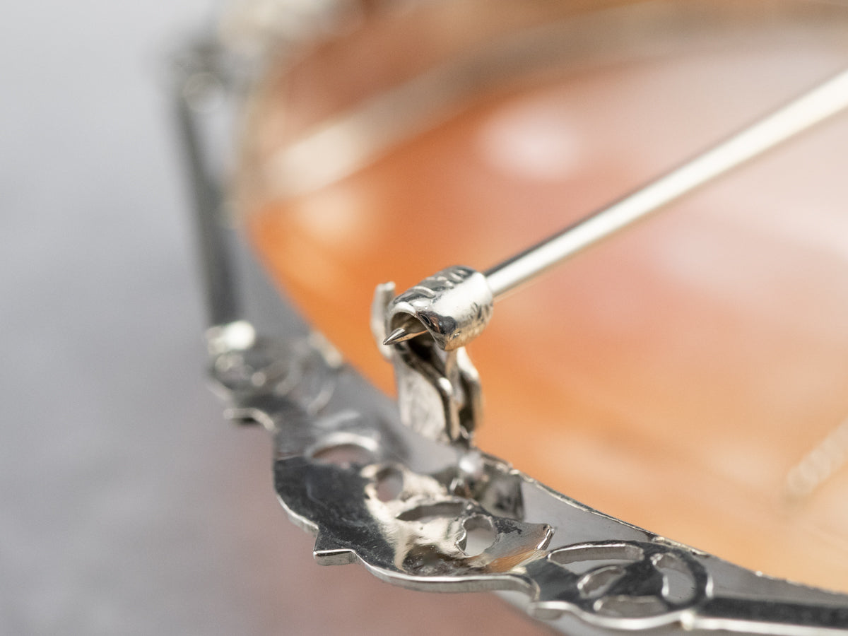 Art Deco Rose Cut Diamond Cameo Pin or Pendant