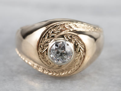 Unisex Old Mine Cut Diamond Ring