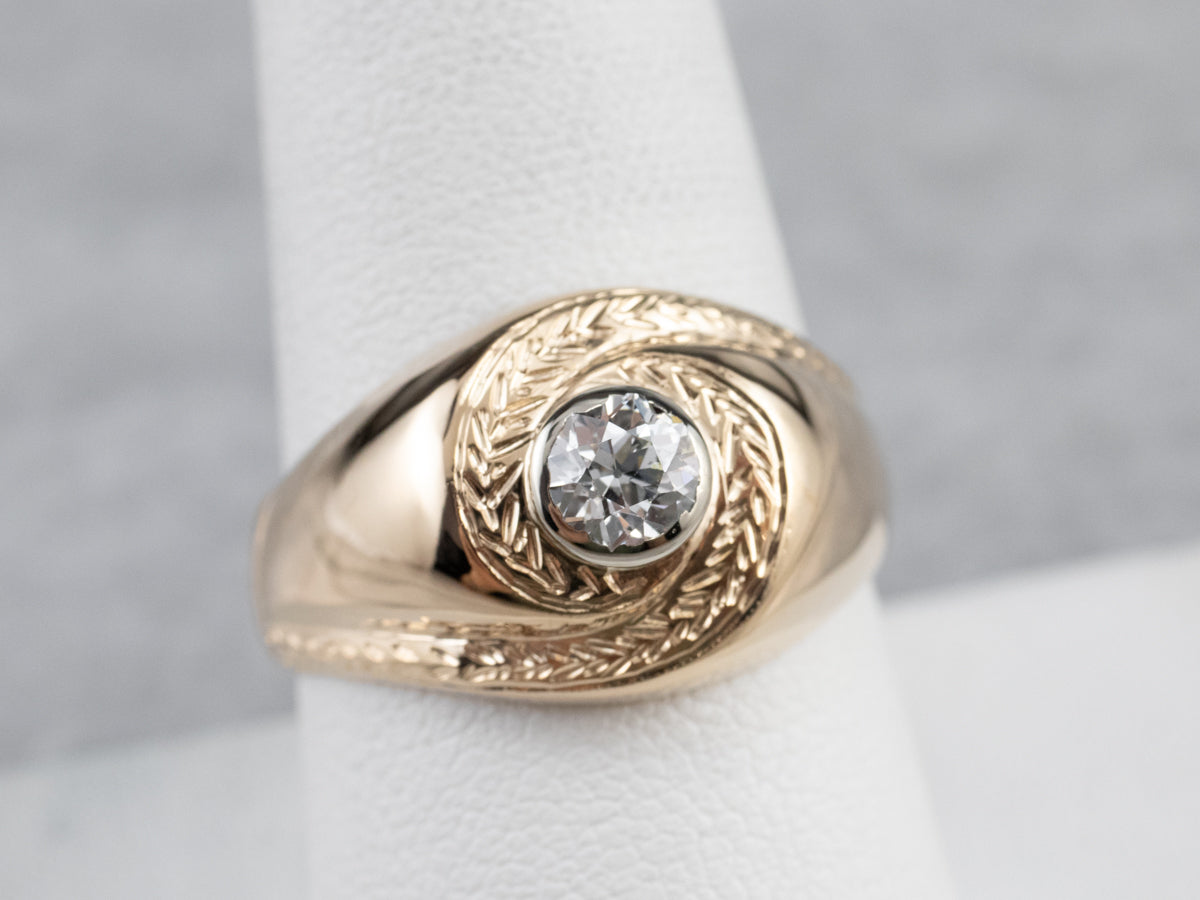 Anillo unisex de diamantes con talla de mina antigua