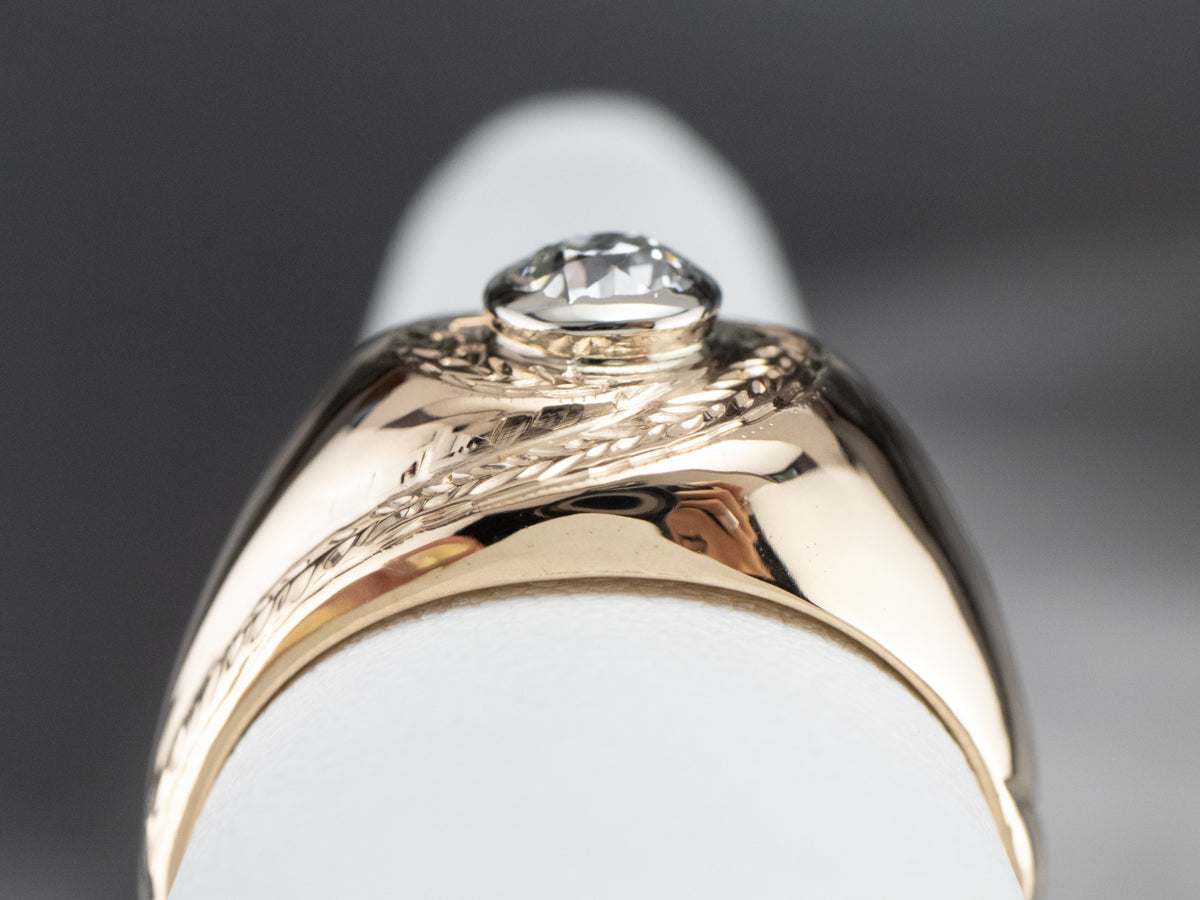 Anillo unisex de diamantes con talla de mina antigua