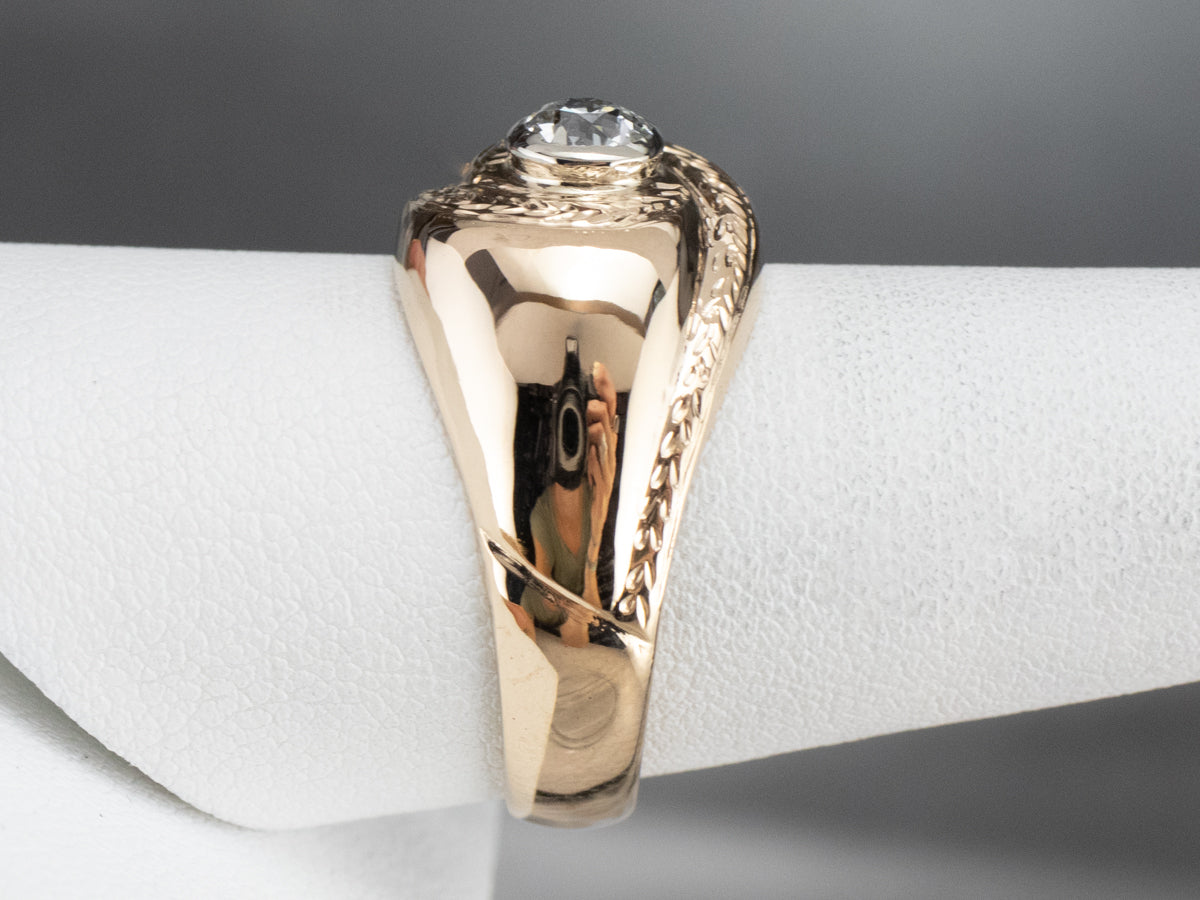 Anillo unisex de diamantes con talla de mina antigua