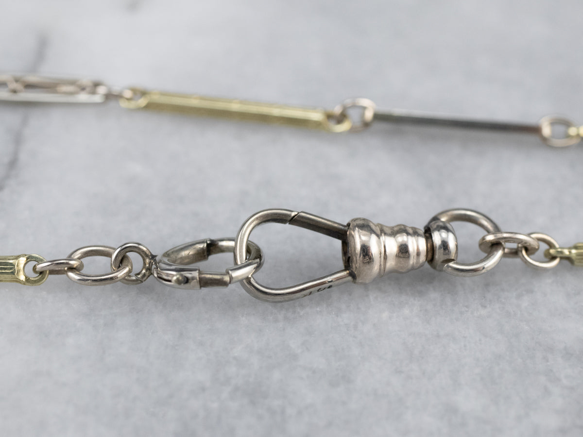Retro Yellow and White Gold Watch Chain