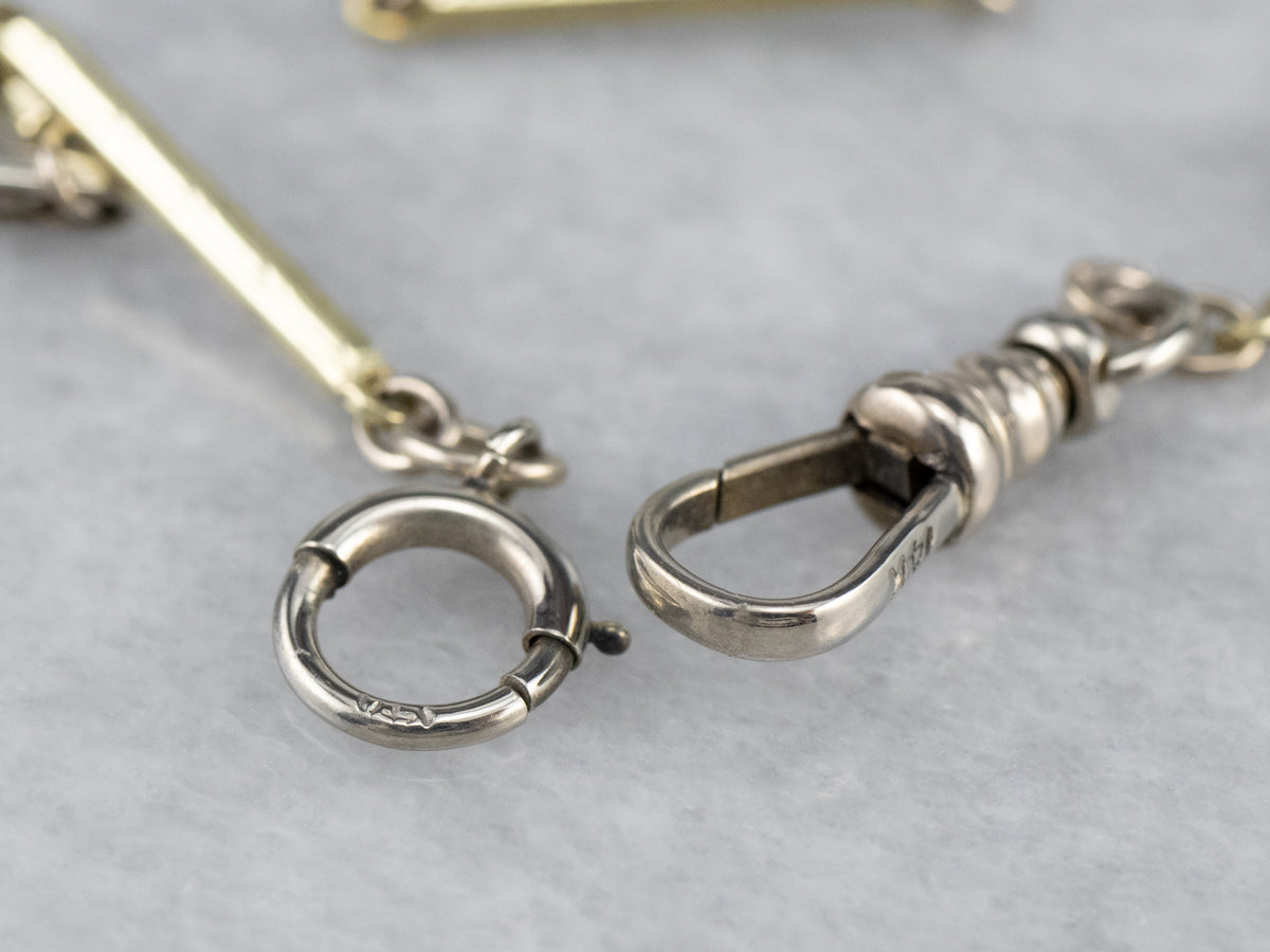 Retro Yellow and White Gold Watch Chain