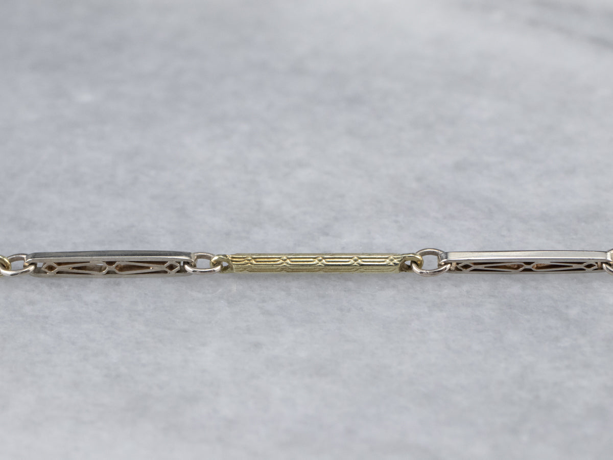 Retro Yellow and White Gold Watch Chain