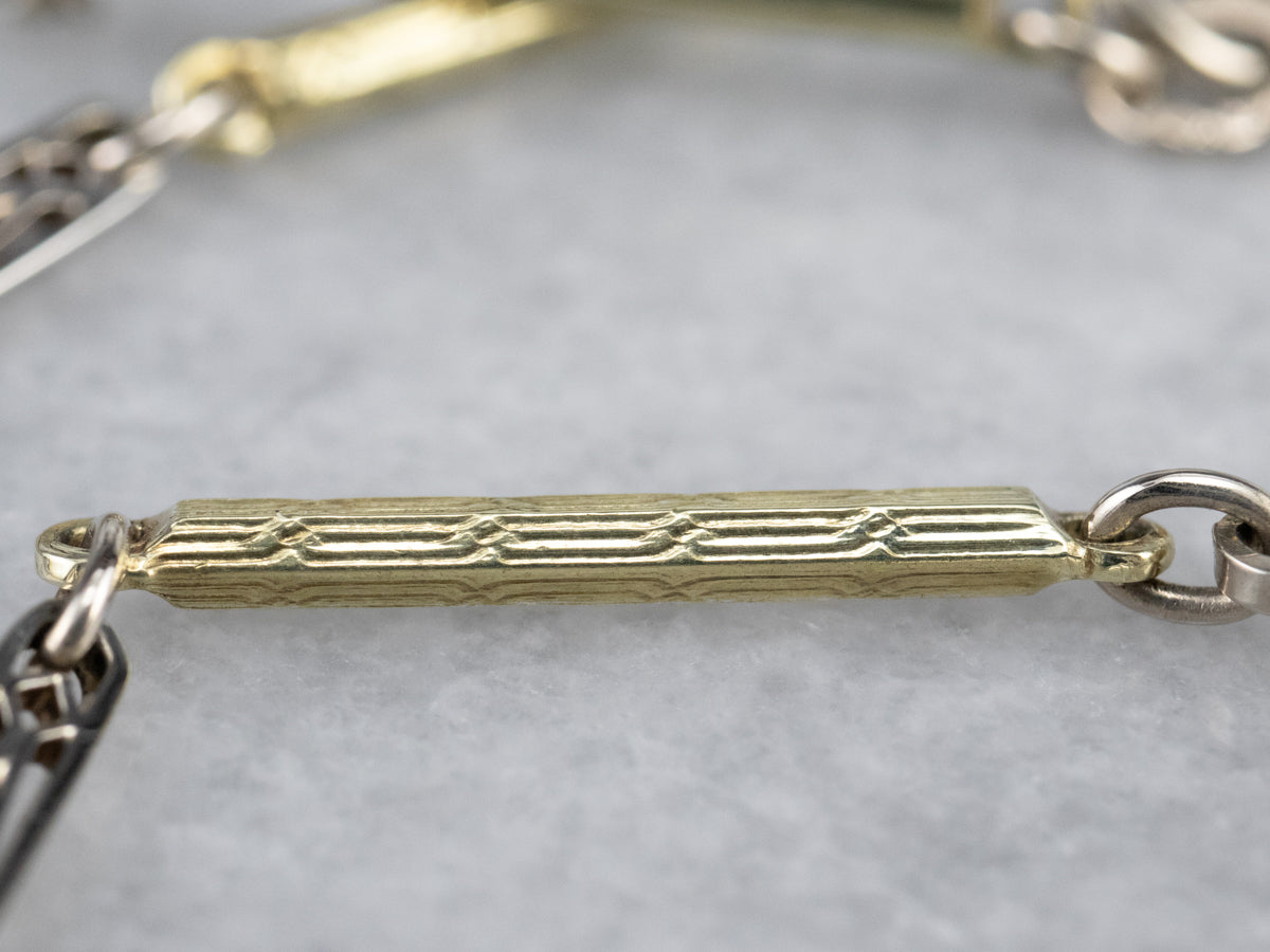 Retro Yellow and White Gold Watch Chain