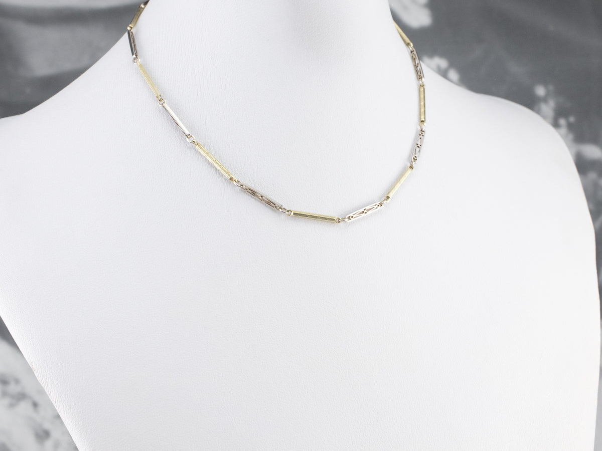 Retro Yellow and White Gold Watch Chain