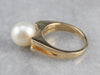 Sleek Vintage Pearl Solitaire Ring
