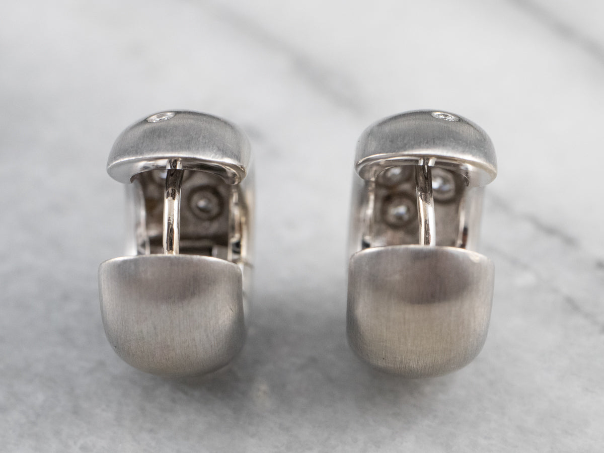 Brushed Gold Etoile Diamond Hoop Earring