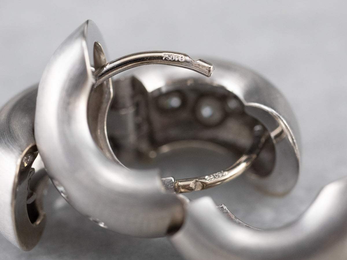 Brushed Gold Etoile Diamond Hoop Earring