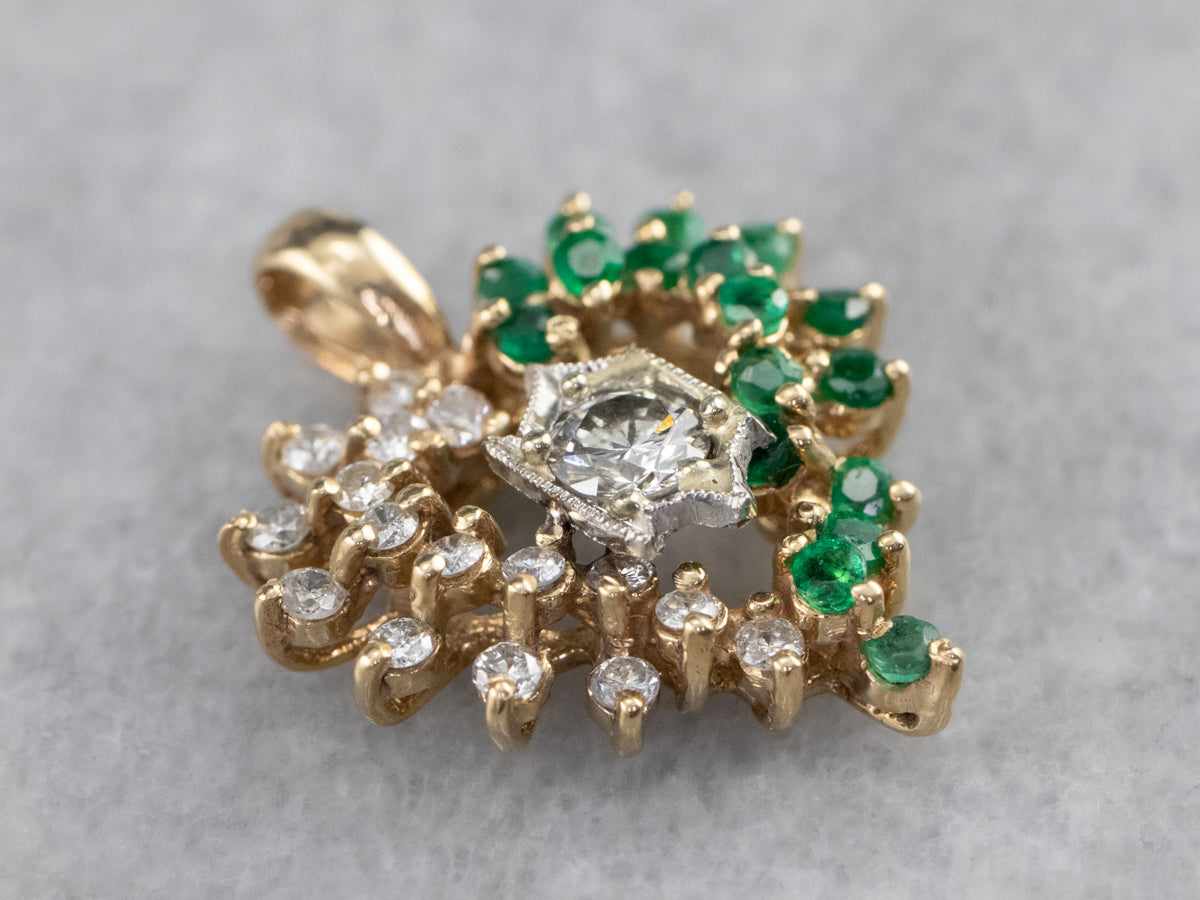 Diamond and Emerald Heart Pendant
