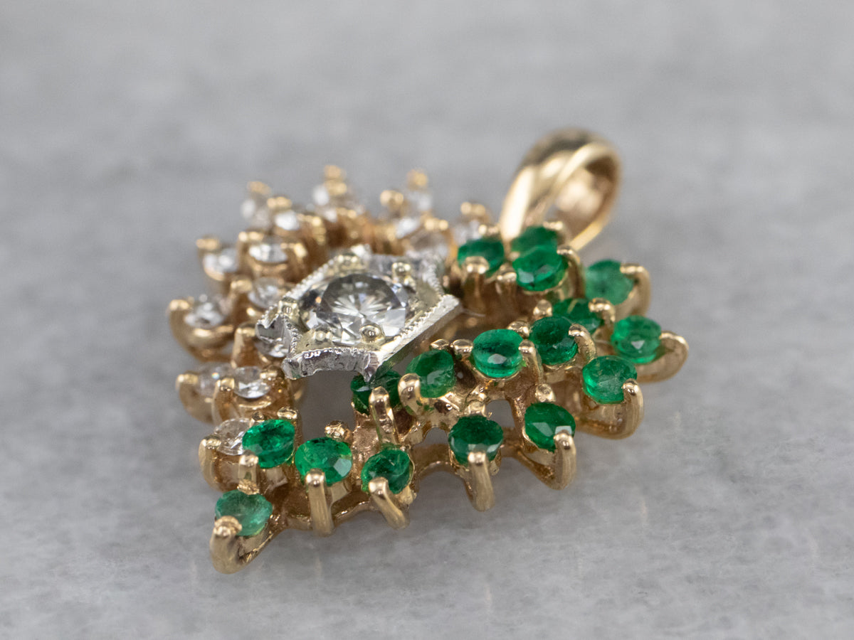 Diamond and Emerald Heart Pendant